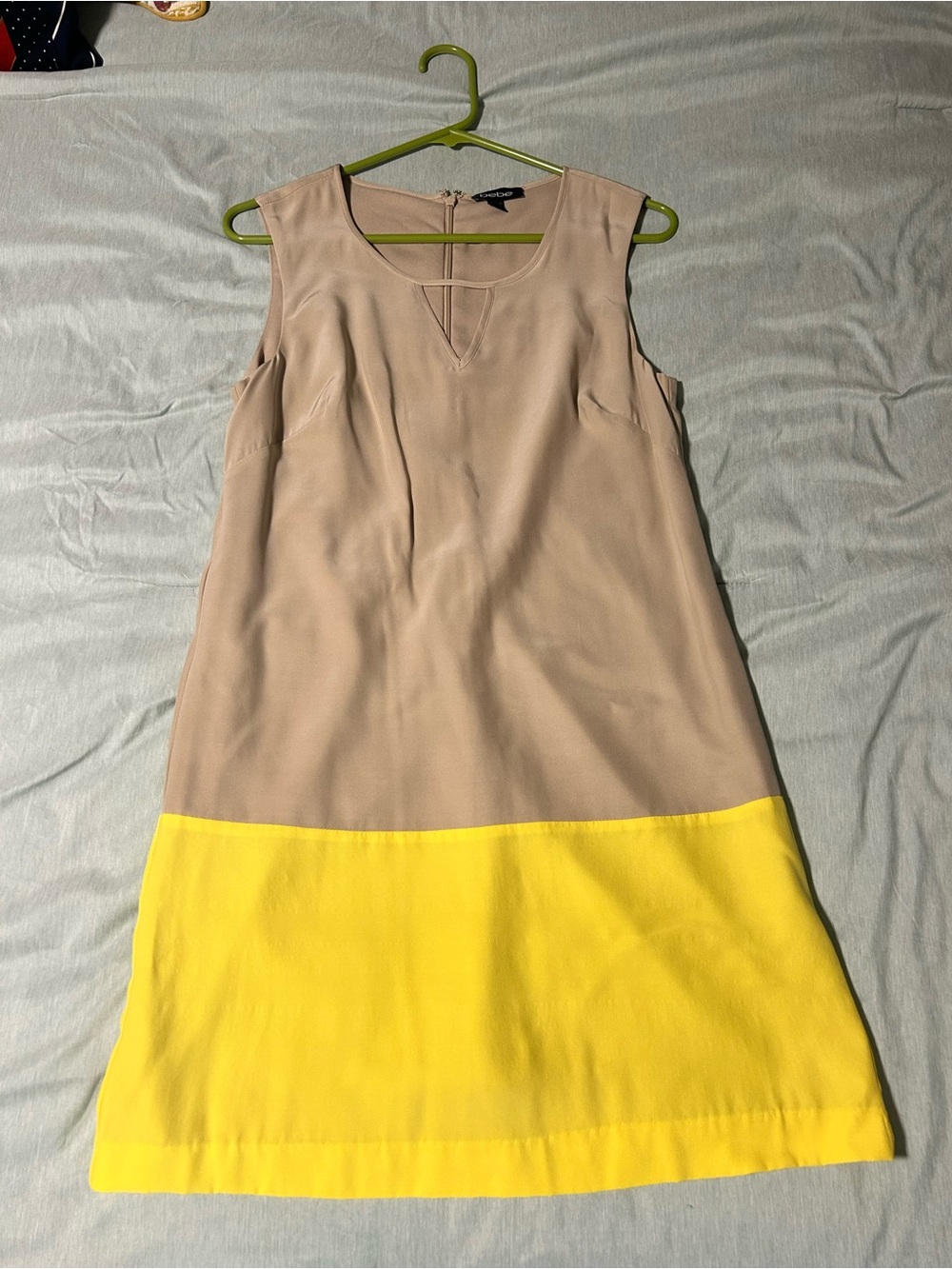 bebe Two-Tone Beige and Yellow Shift Dress